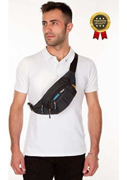 Adelina Siyah Tekstil Çapraz Askılı Omuz ve Bel Çantası Günlük Kullanım İçin