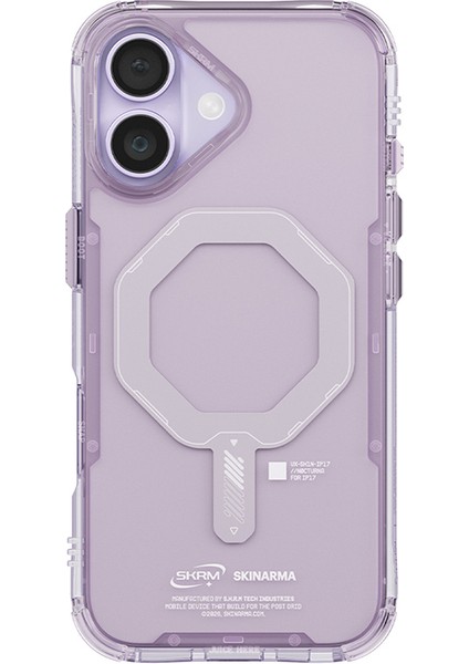 iPhone 17 Uyumlu Kılıf M-Safe Şarj Özellikli Şeffaf Airbag Saido Mag-Charge Kapak Lila