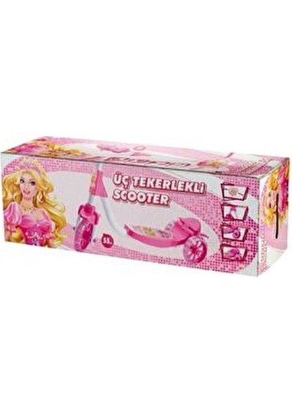Pembe 3 Tekerlekli Frenli Çocuk Scooter Barbie Figürlü (55 kg Taşıma Kapasiteli) 3+ Yaş 3 modelleri