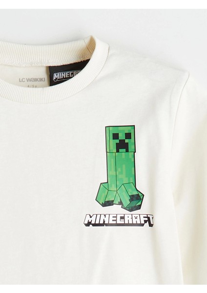 Lcw Kids Bej Bisiklet Yaka Minecraft Baskılı Erkek Çocuk Tişört indirimleri