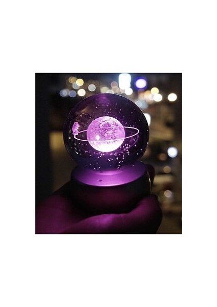 Renk Değiştiren LED Işıklı Cam Satürn Kız Küre Dolunay Lamba modelleri