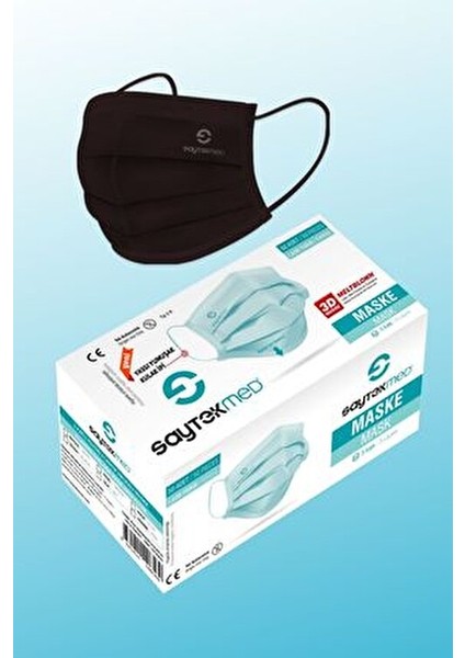 Meltblown Filtreli, 3 Katlı Yassı Ipli Siyah Maske (1 Kutu/50 Adet) modelleri