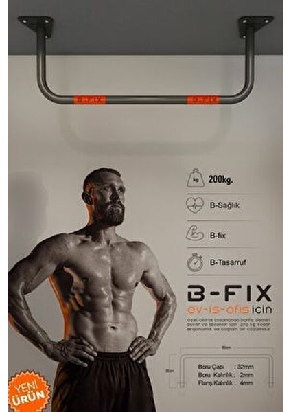 B-Fix Barfiks Sarı 150 kg Taşıma Kapasitesi ile Dayanıklı Çelik Yapı