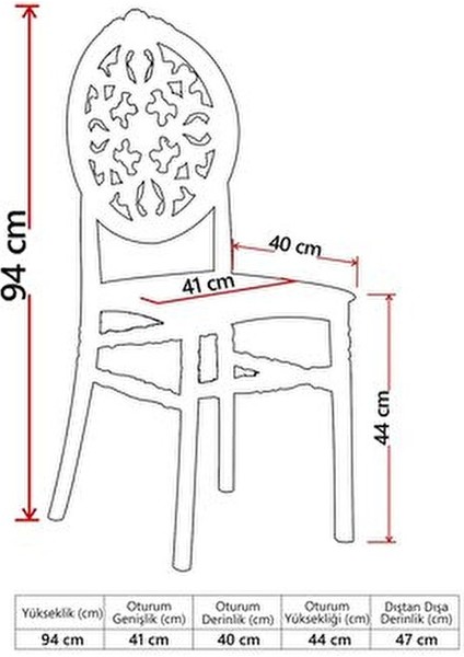 4 Adet Venüs Sandalye Siyah - Mutfak / Balkon / Bahçe Sandalyesi