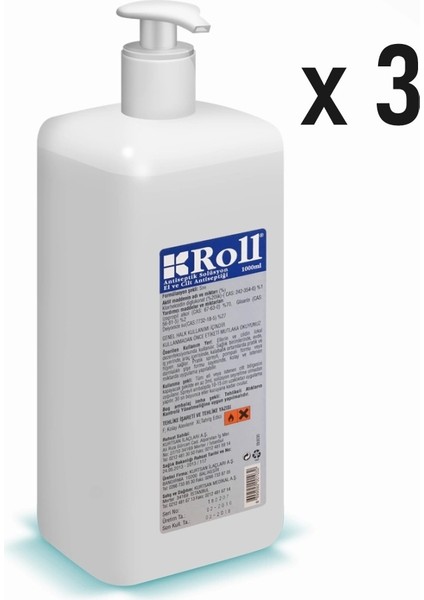 Antiseptik El Cilt Dezenfektanı (Antiseptiği) 1 Lt - 3 Adet modelleri