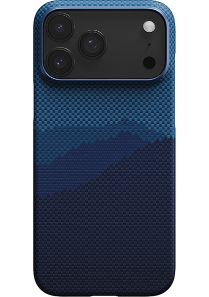iPhone 17 Pro Max Uyumlu Kılıf M-Safe Şarjlı Aramid Fiber Pitaka Tactile Woven Starpeak Serisi Mavi