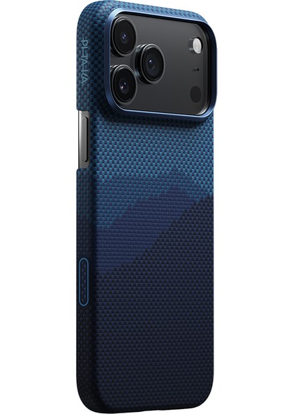 iPhone 17 Pro Max Uyumlu Kılıf M-Safe Şarjlı Aramid Fiber Pitaka Tactile Woven Starpeak Serisi Mavi modelleri