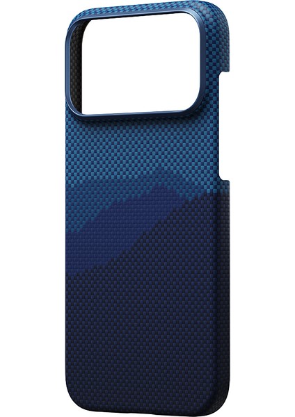 iPhone 17 Pro Max Uyumlu Kılıf M-Safe Şarjlı Aramid Fiber Pitaka Tactile Woven Starpeak Serisi Mavi