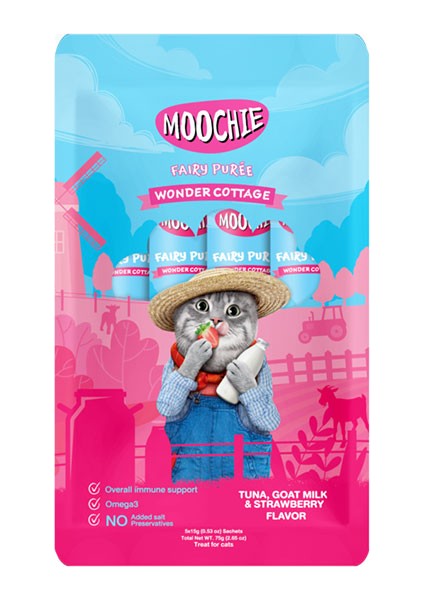 Zengezur Moochie Sıvı Kedi Ödülü Keçi Sütü-Çilek 5X15 gr