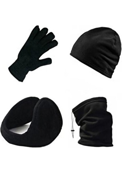 Betülce Polar Boyunluk-Bere-Kulaklık ve Yün Eldiven 4'lü Set