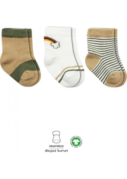 Bistyle 3'lü Penye Rainbow Soket Çorap BS10113 Nil