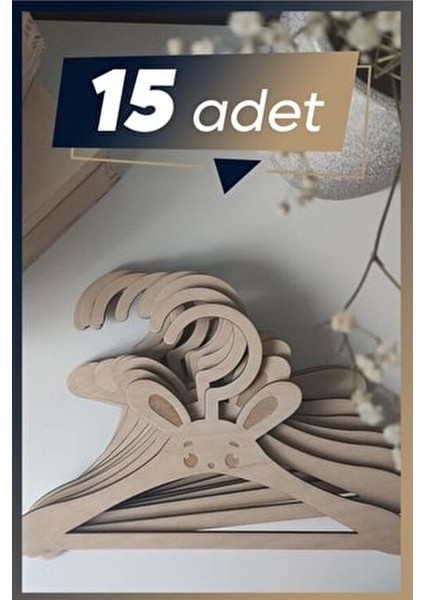 Woodnest Ahşap Mdf Çocuk Askısı 15 Adet Sevimli Askılık Bebek Askılığı