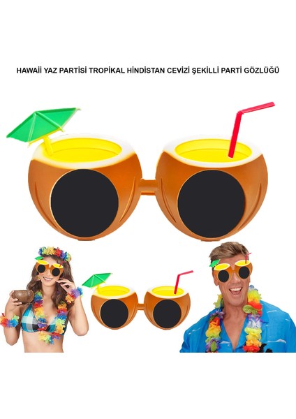 Hindistan Cevizi Tropikal Hawaii Yaza Merhaba Parti Gözlüğü (5224)