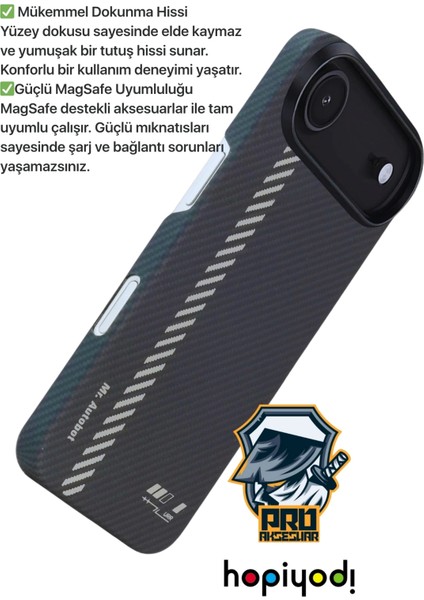 iPhone 17 Air Kılıf M-Safe Şarj 600D Güçlü Kamera Çerçeveli Pure Kevlar Fiber Turuncu-Siyah Hafif Ince fırsatları