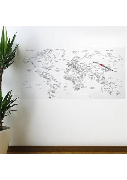 Yazılabilir Dünya Haritası Duvar Stickerı 110X56 indirimleri