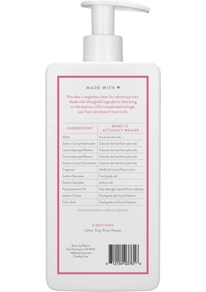 Vanilla & Cactus Flower Hacimlendirici Şampuan 487ML fiyatları