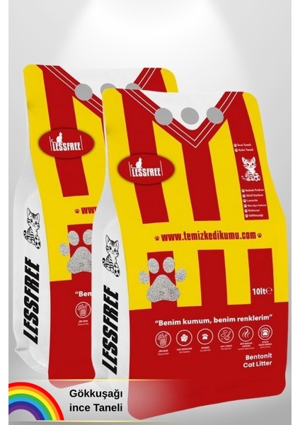 Gökkuşağı 2X10 Litre Kedi Kumu (Sarı Kırmızı)