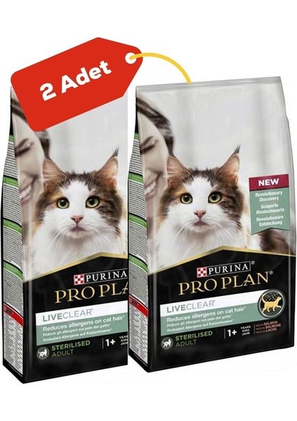 Liveclear Alerjen Azaltan Somonlu Kısırlaştırılmış Kedi Maması 2'li Paket (1,4kg+1,4kg)
