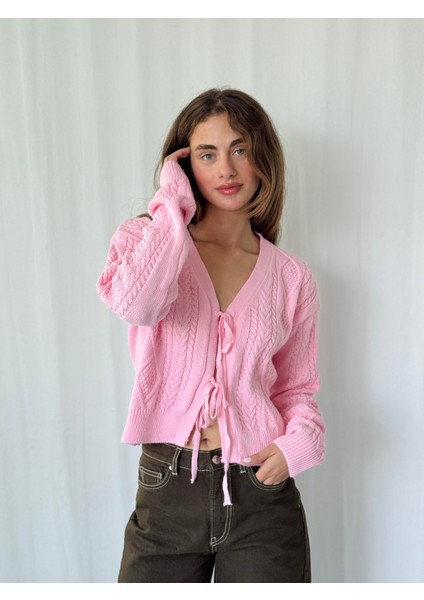 Önden Bağlamalı Hırka Kadın Pembe fiyatları