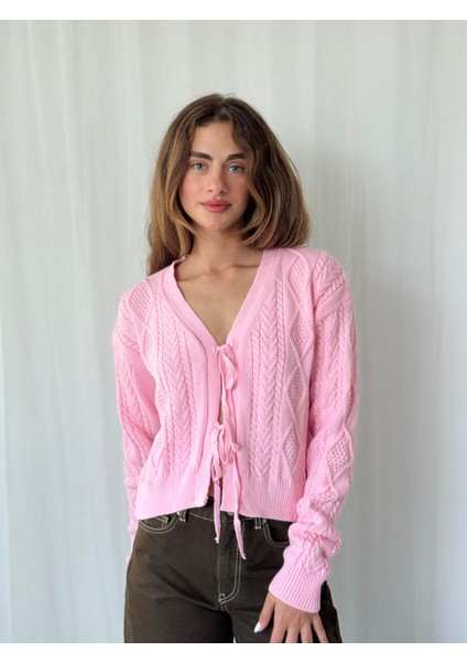 Önden Bağlamalı Hırka Kadın Pembe indirimleri