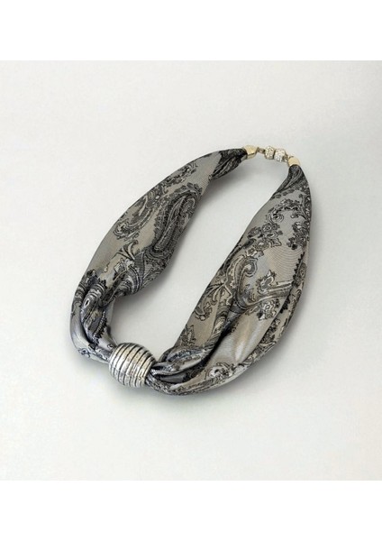 Gümüş Boncuk Detaylı Kumaş Kolye fiyatları