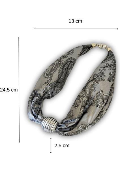 Gümüş Boncuk Detaylı Kumaş Kolye modelleri