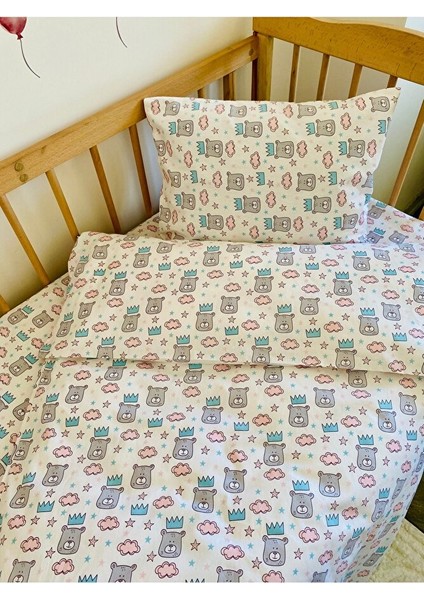 Park Yatak Bebek Nevresim Takımı %100 Pamuk Kral Ayı 70X110