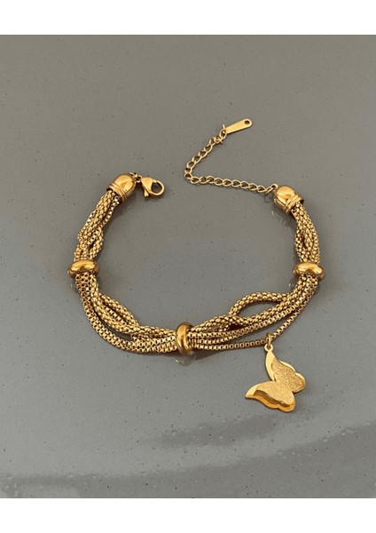 Çelik Kelebekli Ince Hasır Bileklik