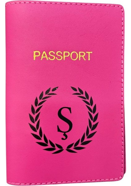Harf Tasarımlı Deri Pasaport Kılıfı Ş