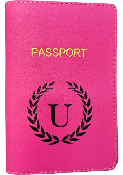 Harf Tasarımlı Deri Pasaport Kılıfı U