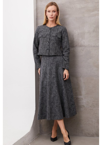 Önü Düğmeli Ikili Takım-Gri fırsatları