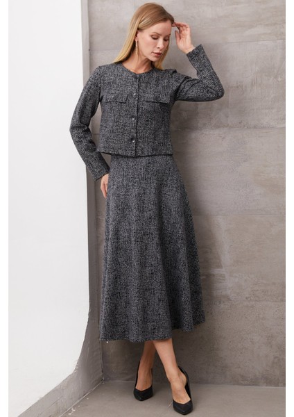 Önü Düğmeli Ikili Takım-Gri indirimleri