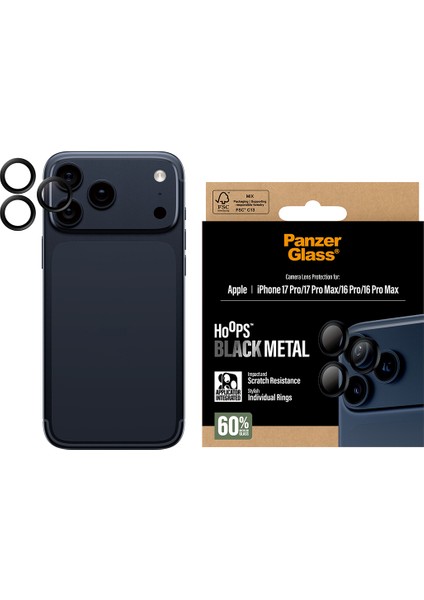 Hoops iPhone 17 Pro | iPhone 17 Pro Max | iPhone 16 Pro | 16 Pro Max Black Kamera Lens Koruyucu fiyatları