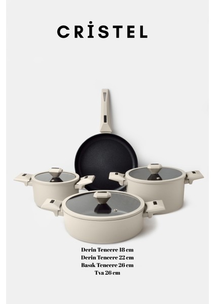 Cristel 7 Parça Tencere Seti Krem fiyatları