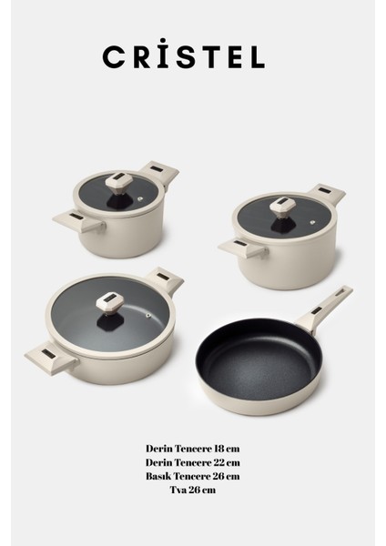 Cristel 7 Parça Tencere Seti Krem fırsatları
