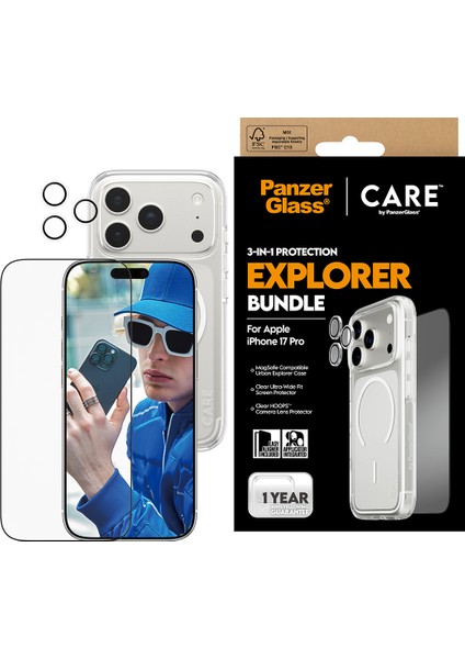 Care By Panzerglass Flagship iPhone 17 Pro 3'lü Explorer Telefon Koruma Set - Bundle (Uwf+Kılıf+Lens) fiyatları