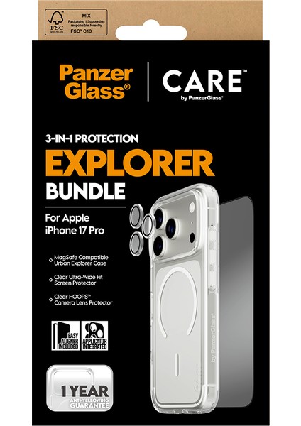 Care By Panzerglass Flagship iPhone 17 Pro 3'lü Explorer Telefon Koruma Set - Bundle (Uwf+Kılıf+Lens) modelleri