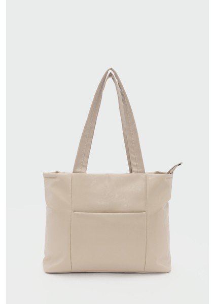 Morgan Deri Omuz Çantası Krem