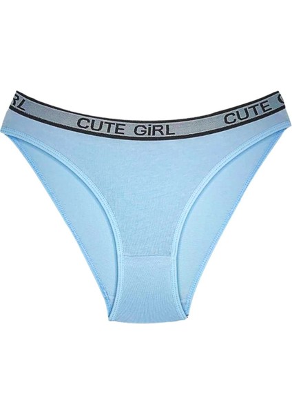 5 Adet Beli Yazılı Pamuklu Kalın Lastik Kadın Slip Külot