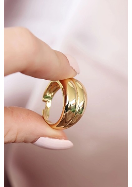 Bfs Metal Gold Renk Ayarlamalı Kadın Yüzük