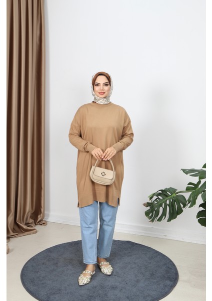 Yırtmaçlı Merserize Tunik