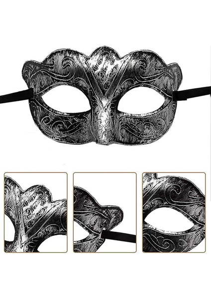 Maskeli Balo Antik Gri Gümüş Eskitilmiş Maske Balo Venedik fiyatları