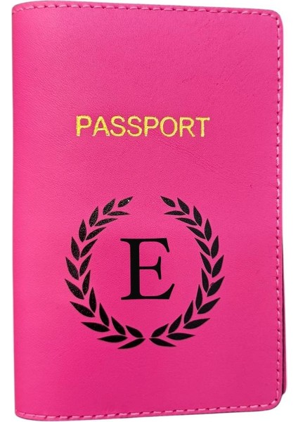 Harf Tasarımlı Deri Pasaport Kılıfı E