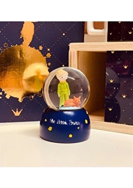 Mini Boy Küçük Prens Işıklı Kar Küresi Dekoratif Hediyelik Little Prince Mavi Renk modelleri