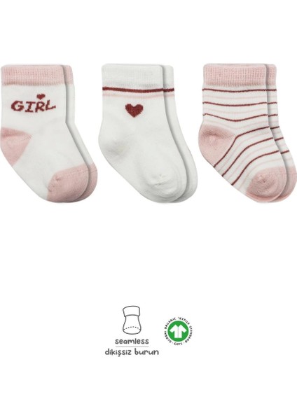 Bistyle 3'lü Penye Boy And Girl Soket Çorap 10114 Pembe