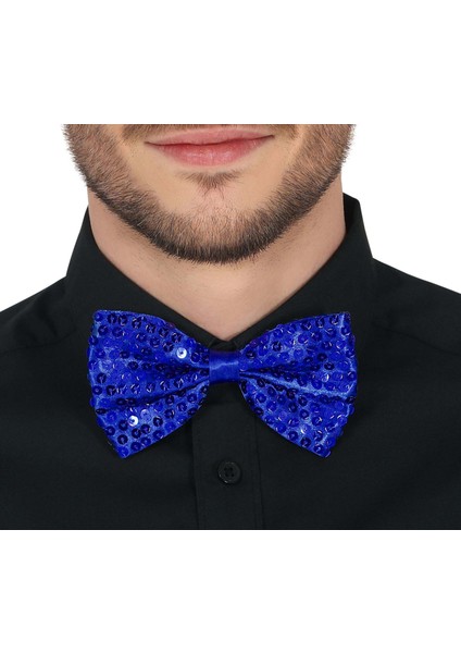 Gece Işıltısı Mavi Payetli Pullu Papyon 7x2 cm (5224) fiyatları