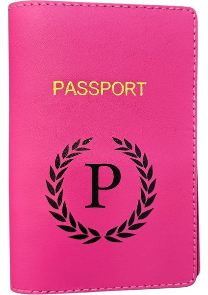 Harf Tasarımlı Deri Pasaport Kılıfı P