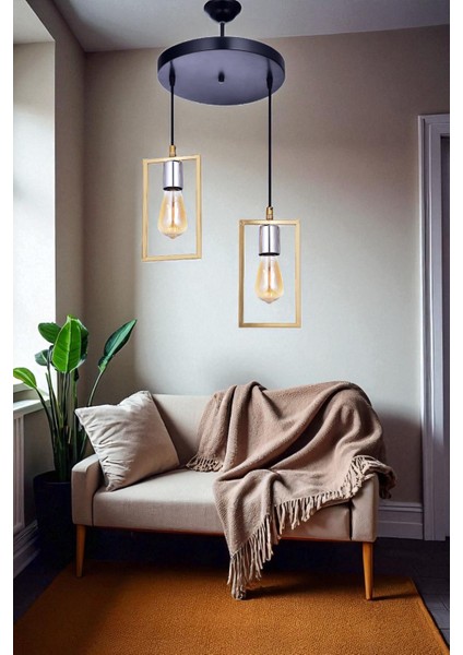 Kapris 2’li Modern Sarkıt Avize – Siyah Gövde, Sarı Metal Başlık, Gümüş Detaylı, 75 cm Yükseklik (Salon & Mutfak Kullanımı İçin) modelleri