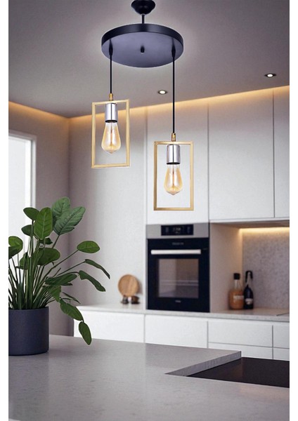 Kapris 2’li Modern Sarkıt Avize – Siyah Gövde, Sarı Metal Başlık, Gümüş Detaylı, 75 cm Yükseklik (Salon & Mutfak Kullanımı İçin) fırsatları