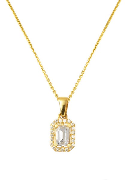 Baget Tek Taşlı Altın Kolye